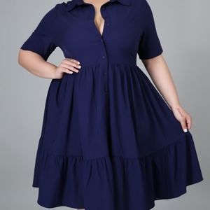 Plus size navy flow dress
